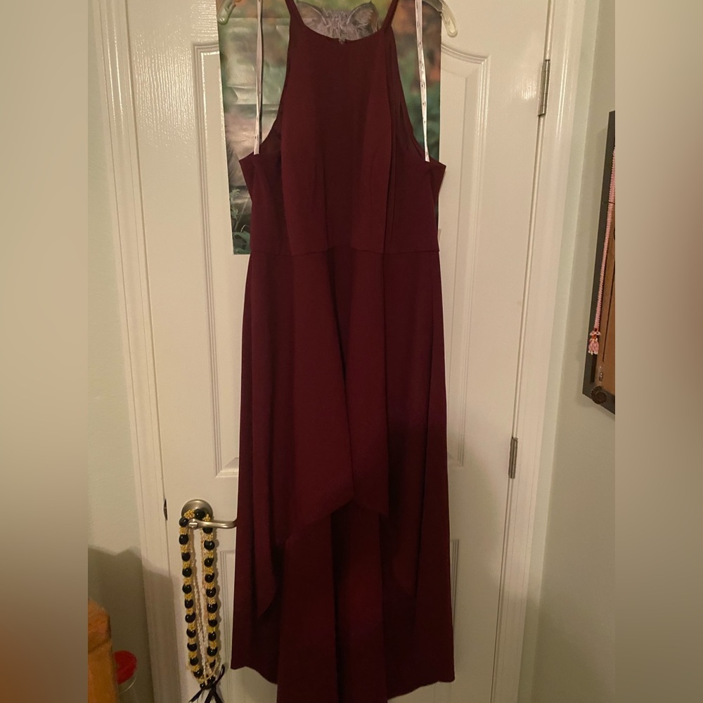 Maroon High Low Bridesmaid Dress